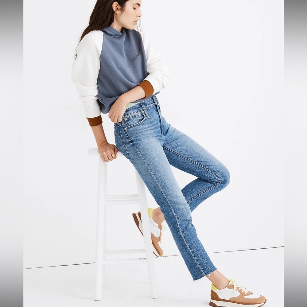 Madewell Women’s The Mid-Rise Perfect Vintage Jeans in Enmore Wash Raw Hem